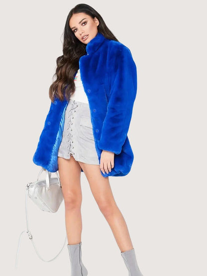 Women's Plush Button Winter Coat