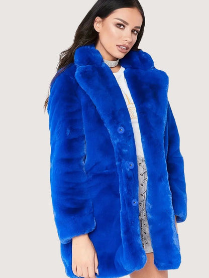 Women's Plush Button Winter Coat