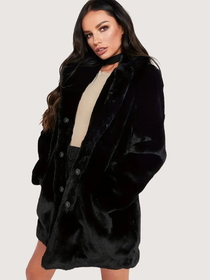 Women's Plush Button Winter Coat