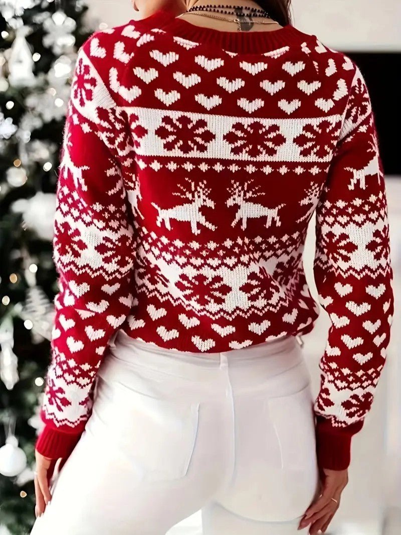 Women’s Red Reindeer Christmas Sweater