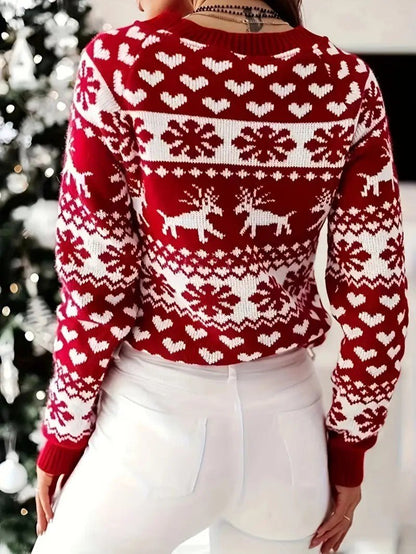 Women’s Red Reindeer Christmas Sweater