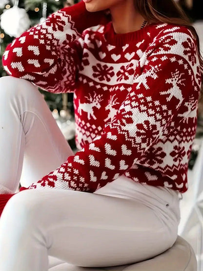 Women’s Red Reindeer Christmas Sweater