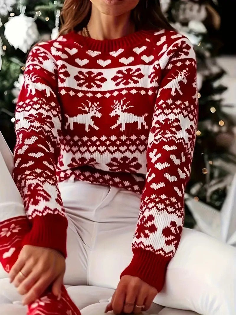 Women’s Red Reindeer Christmas Sweater