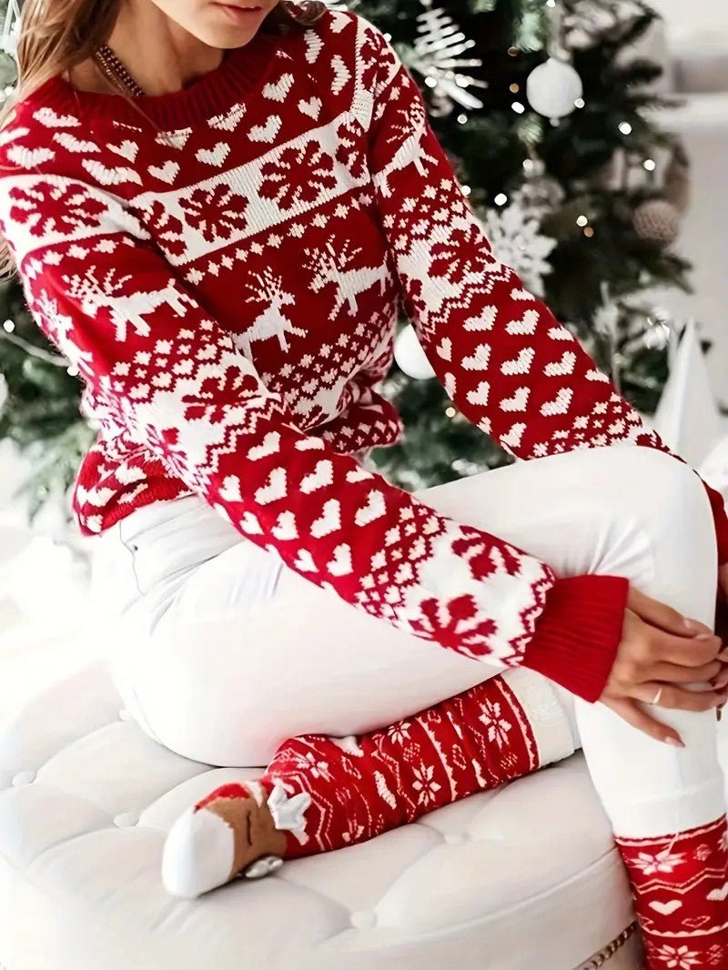 Women’s Red Reindeer Christmas Sweater