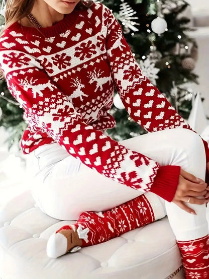 Women’s Red Reindeer Christmas Sweater