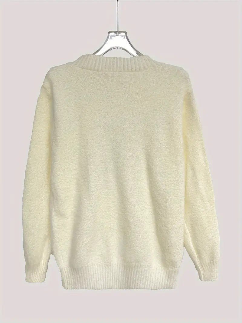 Women’s Reindeer Embroidered Half-Turtleneck Sweater