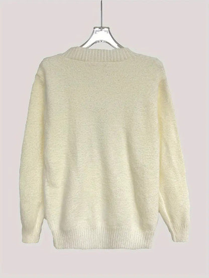 Women’s Reindeer Embroidered Half-Turtleneck Sweater