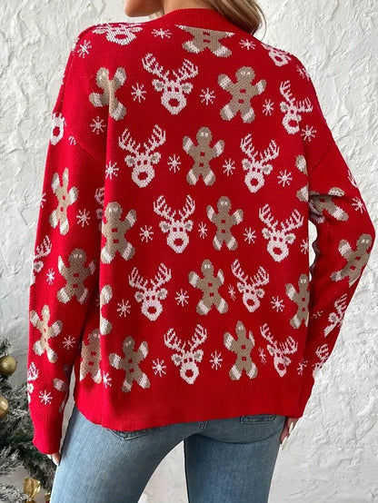 Women’s Reindeer & Snowflake V-Neck Cardigan
