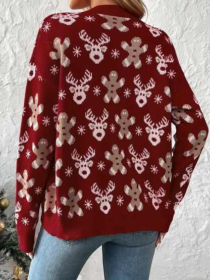 Women’s Reindeer & Snowflake V-Neck Cardigan