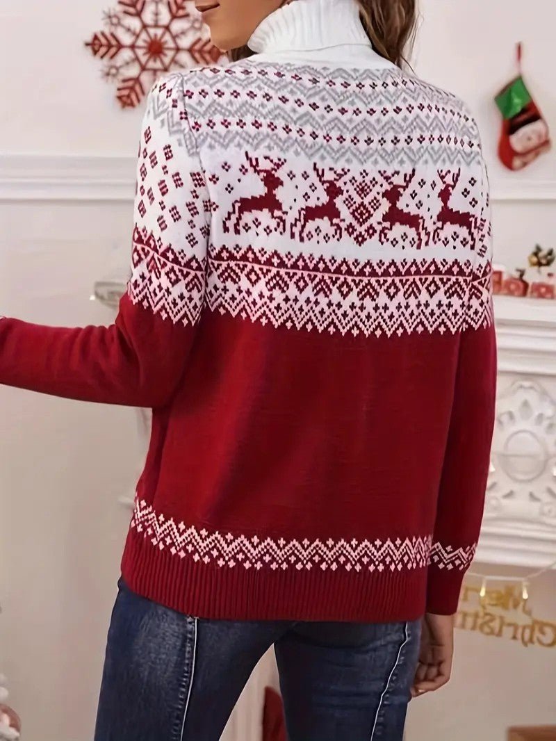 Women’s Reindeer Turtleneck Christmas Sweater
