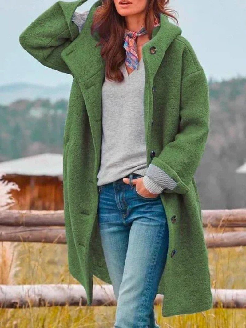 Women's Relaxed Wool Blend Coat with Hood