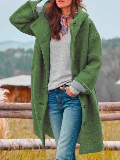 Women's Relaxed Wool Blend Coat with Hood