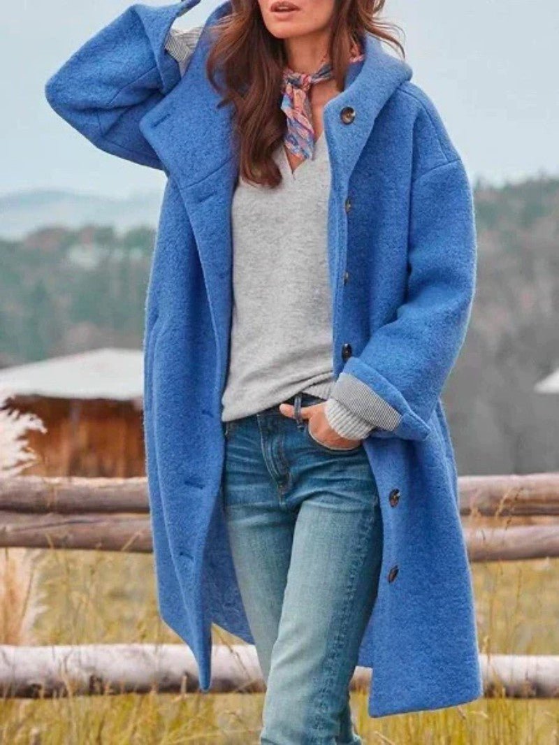 Women's Relaxed Wool Blend Coat with Hood
