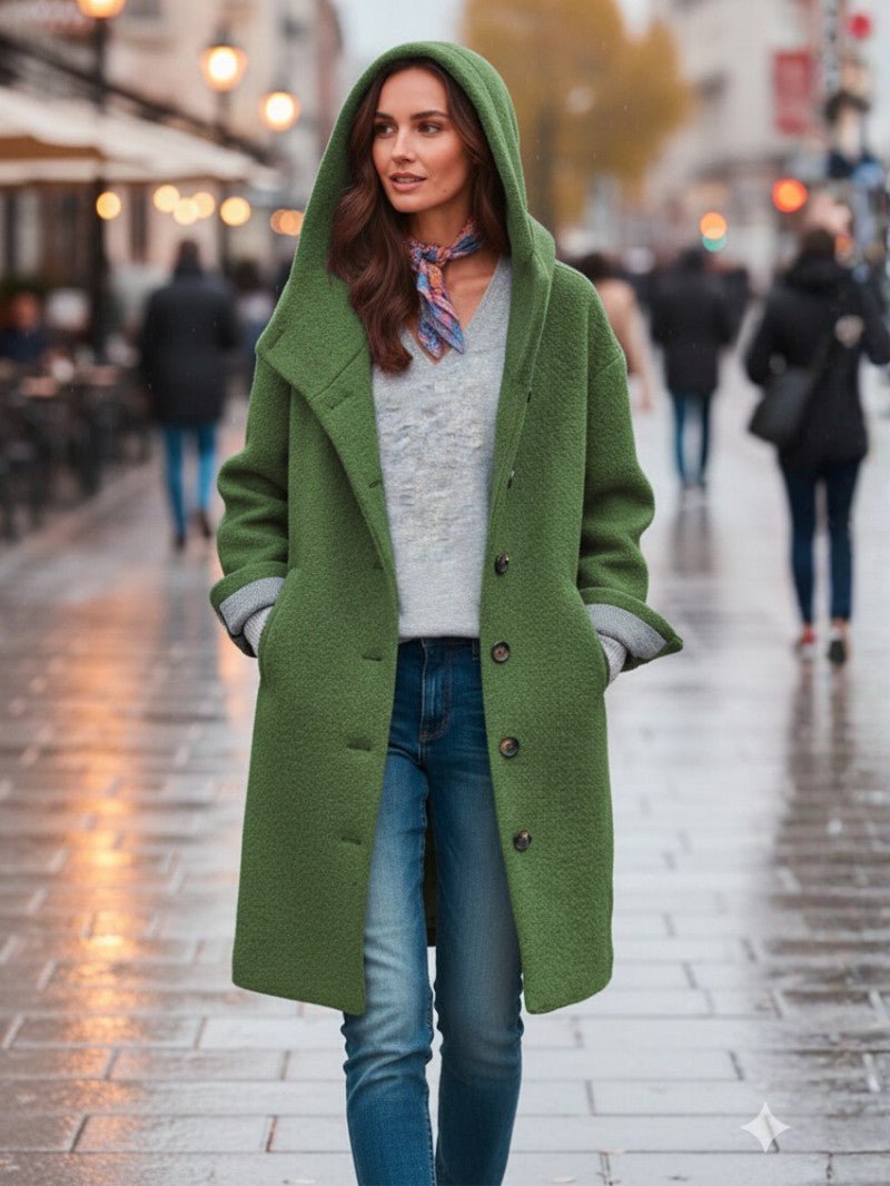 Women's Relaxed Wool Blend Coat with Hood