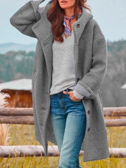 Women's Relaxed Wool Blend Coat with Hood