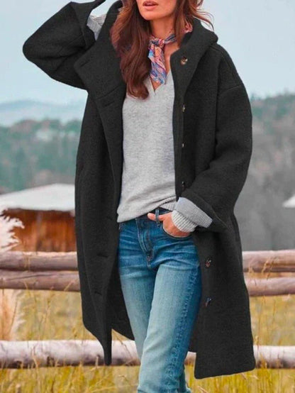 Women's Relaxed Wool Blend Coat with Hood