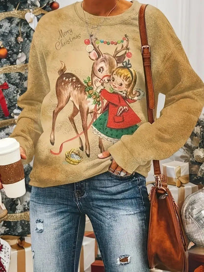 Women’s Vintage Reindeer Christmas Sweatshirt