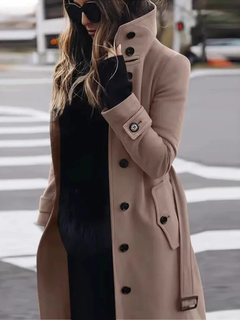 Women's Wool Blend Belted Trench Coat