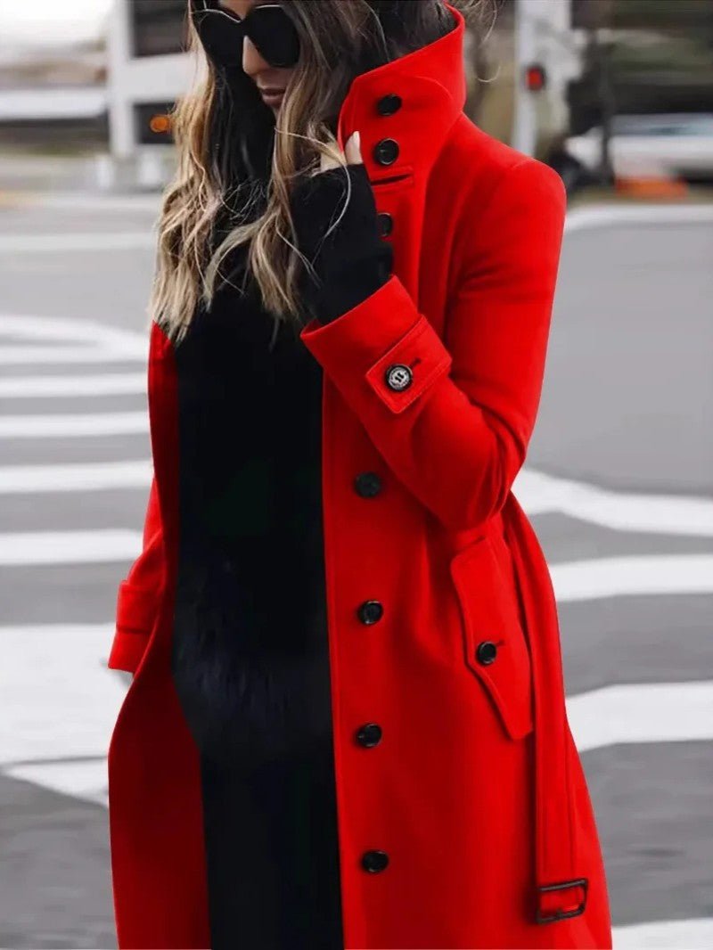 Women's Wool Blend Belted Trench Coat