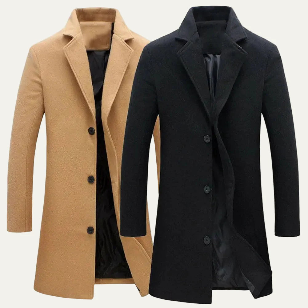 Men’s Classic Single Breasted Knee Length Coat