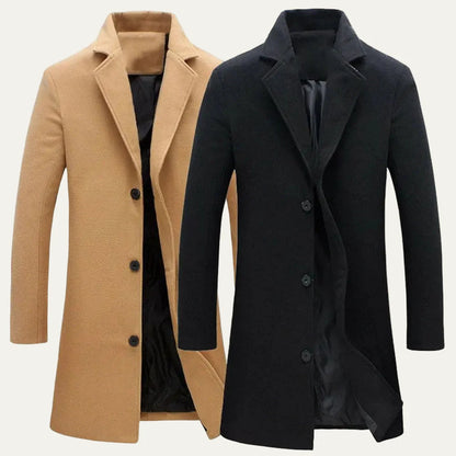 Men’s Classic Single Breasted Knee Length Coat