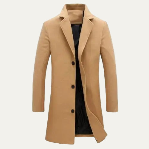 Men’s Classic Single Breasted Knee Length Coat