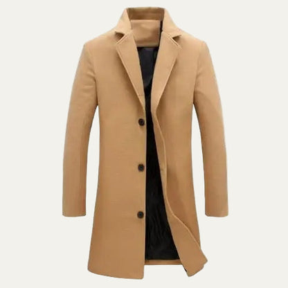 Men’s Classic Single Breasted Knee Length Coat