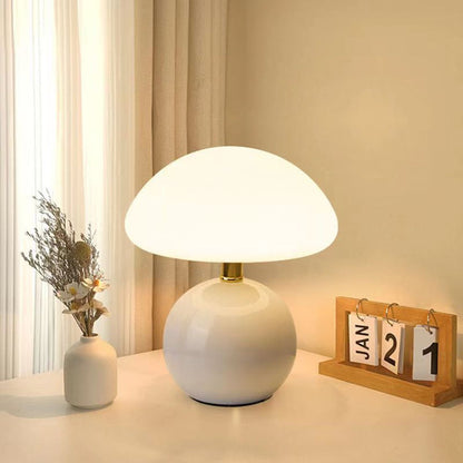 Cream Ceramic Modern Desk Lamp in Classic Bauhaus Design - BritishElegance