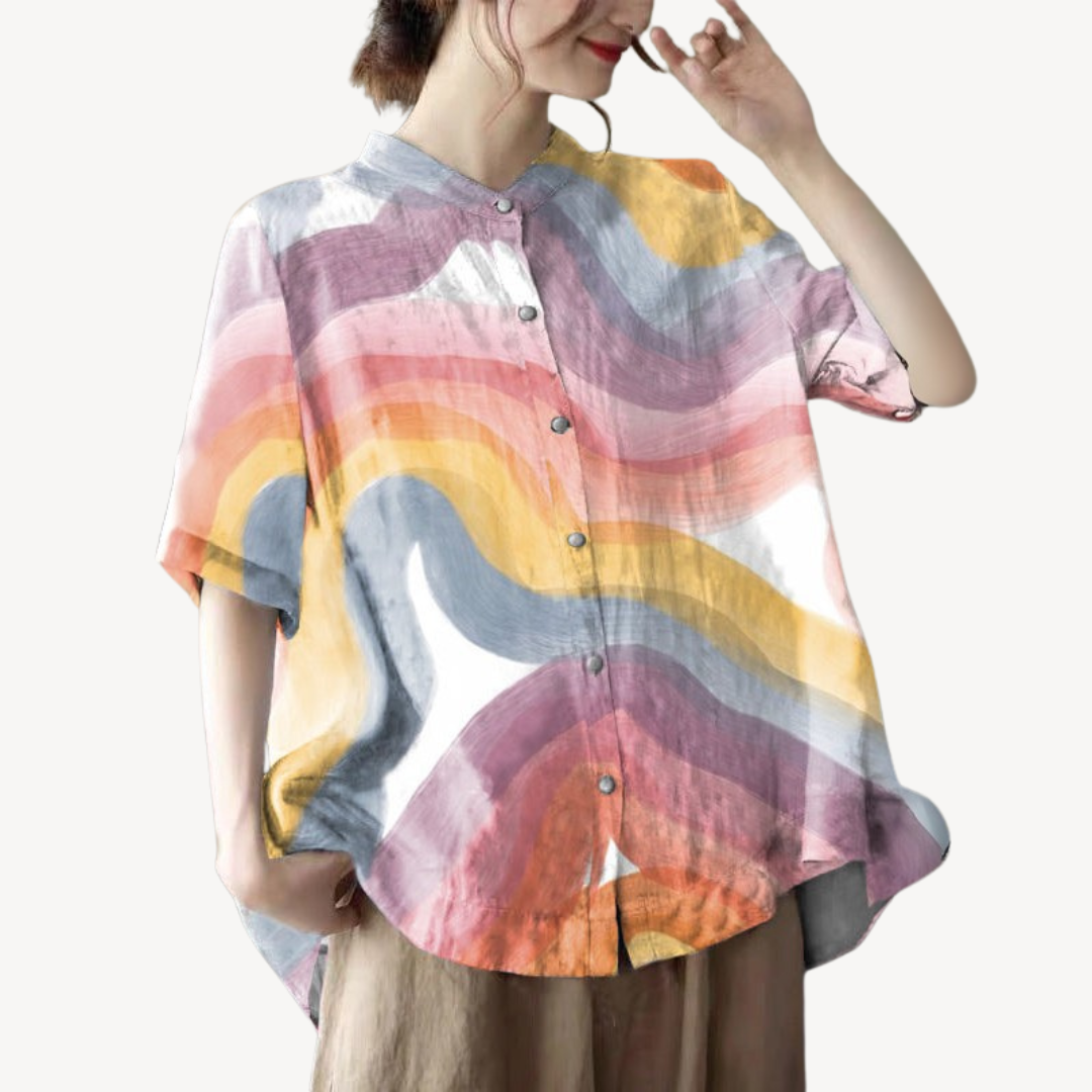 Women's Floral Linen Blend Button Shirt