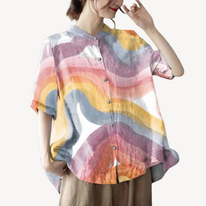 Women's Floral Linen Blend Button Shirt