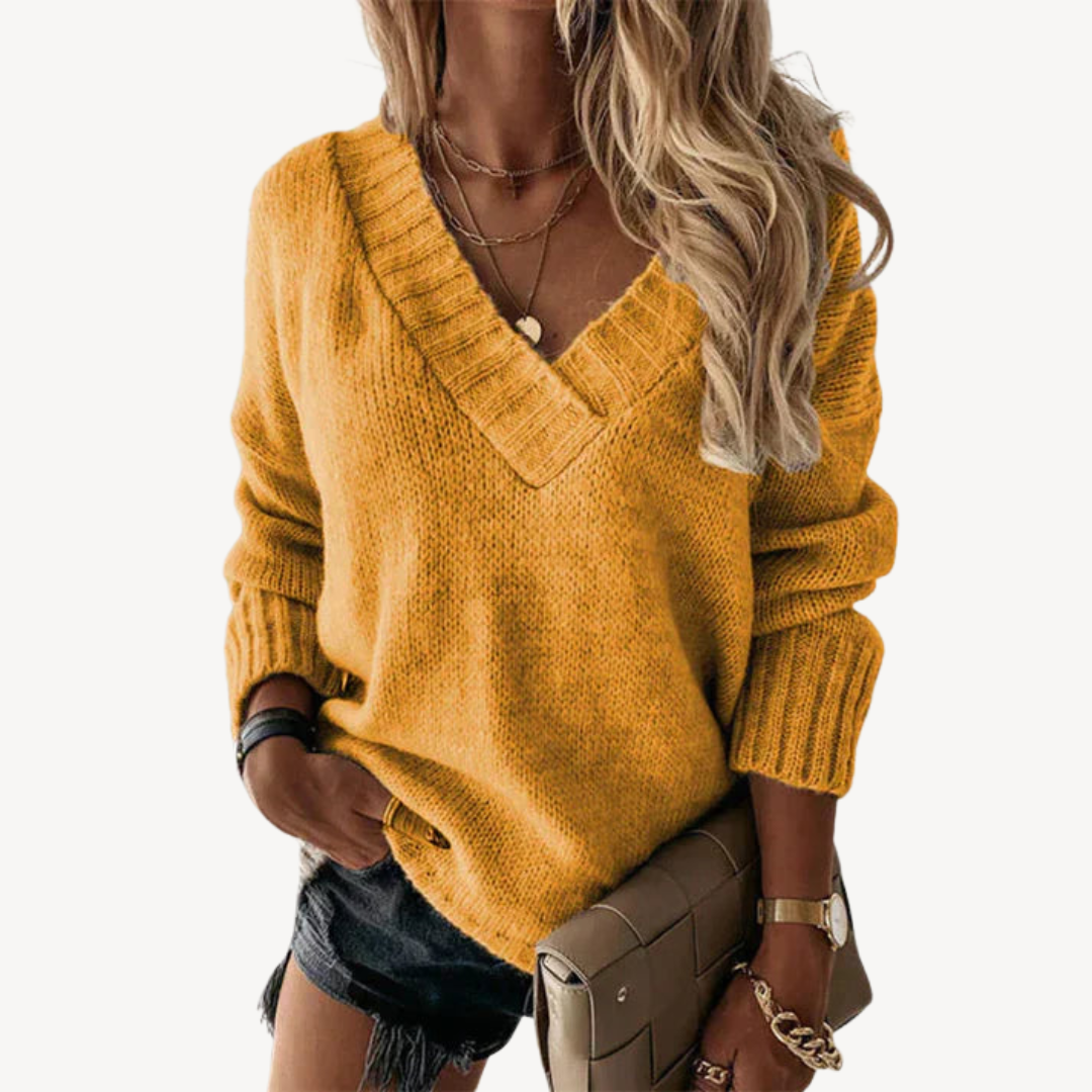 Women's V-Neck Knit Pullover Sweater