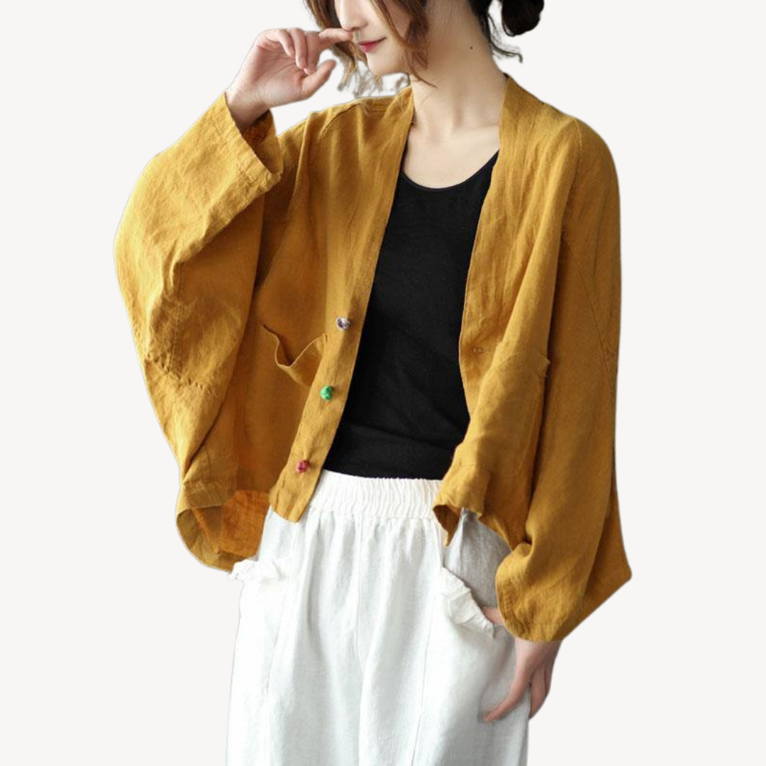 Women's Linen Blend Kimono Jacket Cardigan