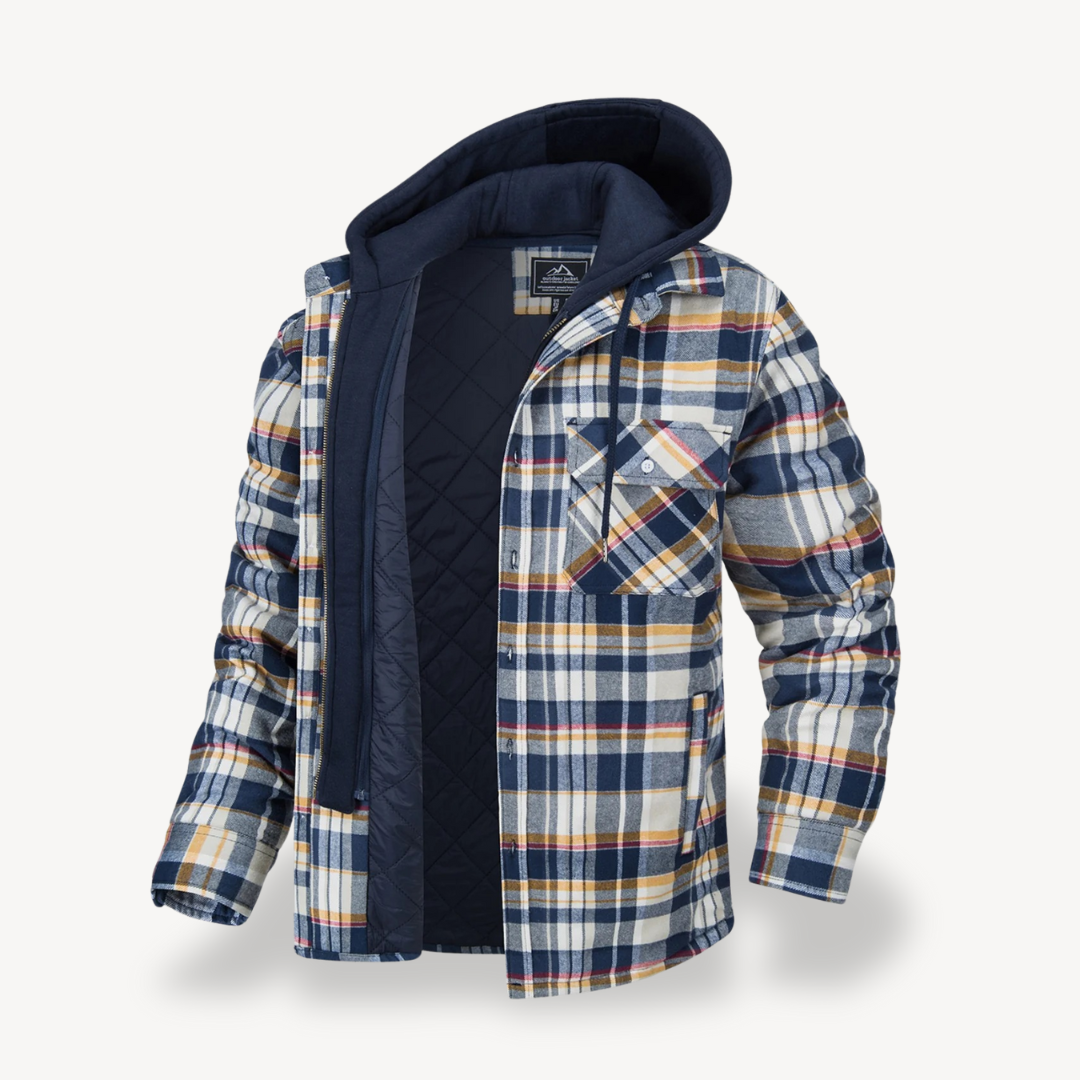 Men's Flannel Hooded Padded Jacket