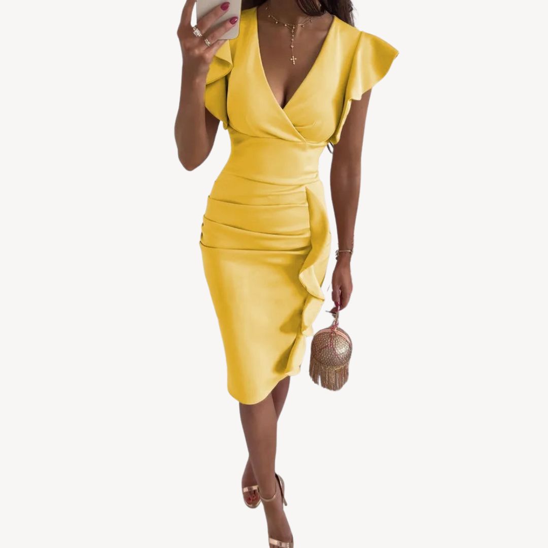 Ladies Ruffle Sleeve Bodycon Dress