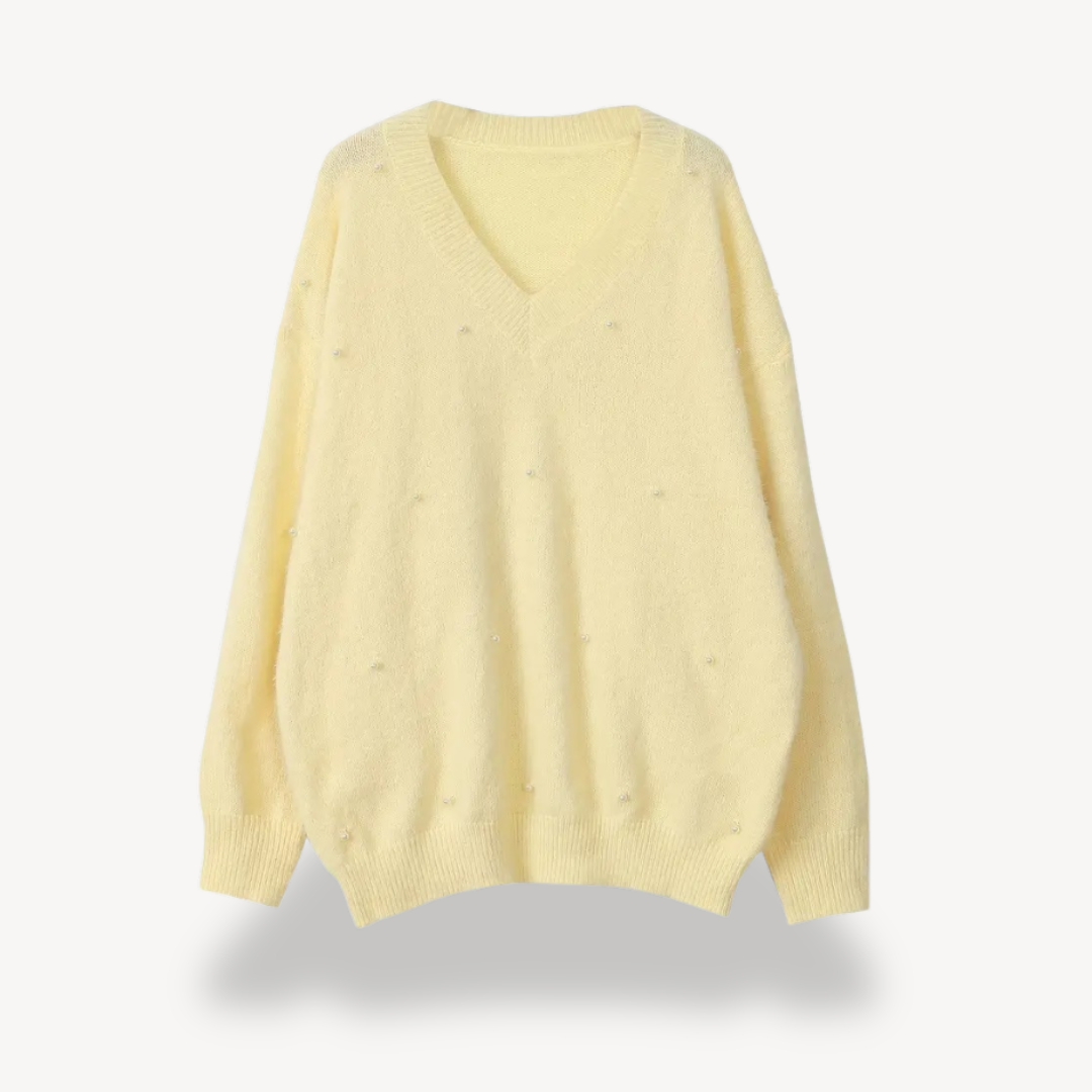 Pearl Detail V-Neck Sweater for Women