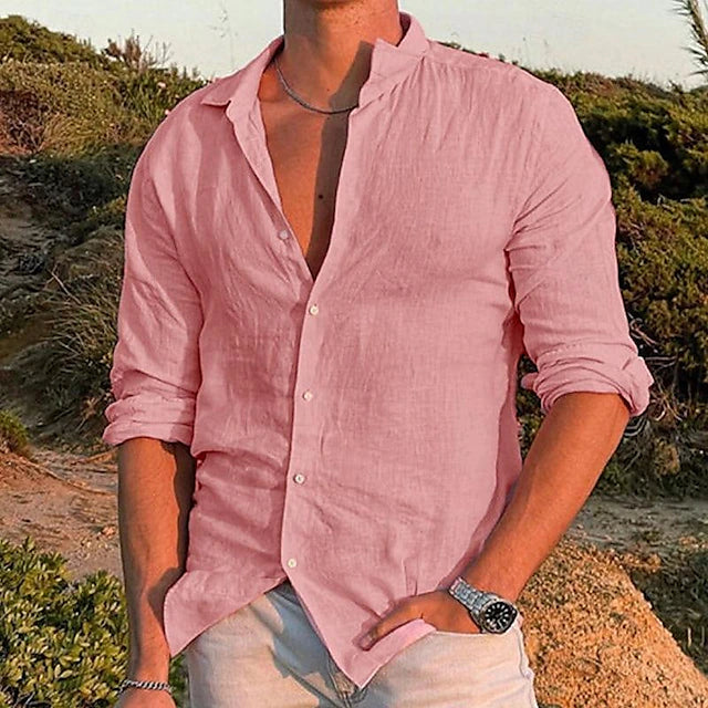 Zander | Men’s Linen Shirt – Cotton-Linen Blend Casual Summer Button-Down